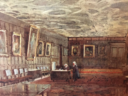 1907 CAMBRIDGE - St JOHN'S COLLEGE Combination Room - William Mathison Painting - Cambridge University - Cambridge Painting - 116 Years Old