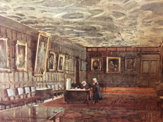1907 CAMBRIDGE - St JOHN'S COLLEGE Combination Room - William Mathison Painting - Cambridge University - Cambridge Painting - 116 Years Old