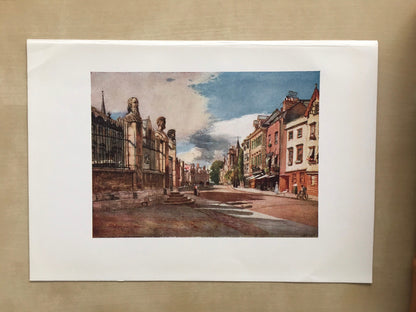 1903 OXFORD - BROAD STREET, Looking West - Oxford University Print - John Fulleylove - Antique Oxford Print - 8.5 x 6 Inches