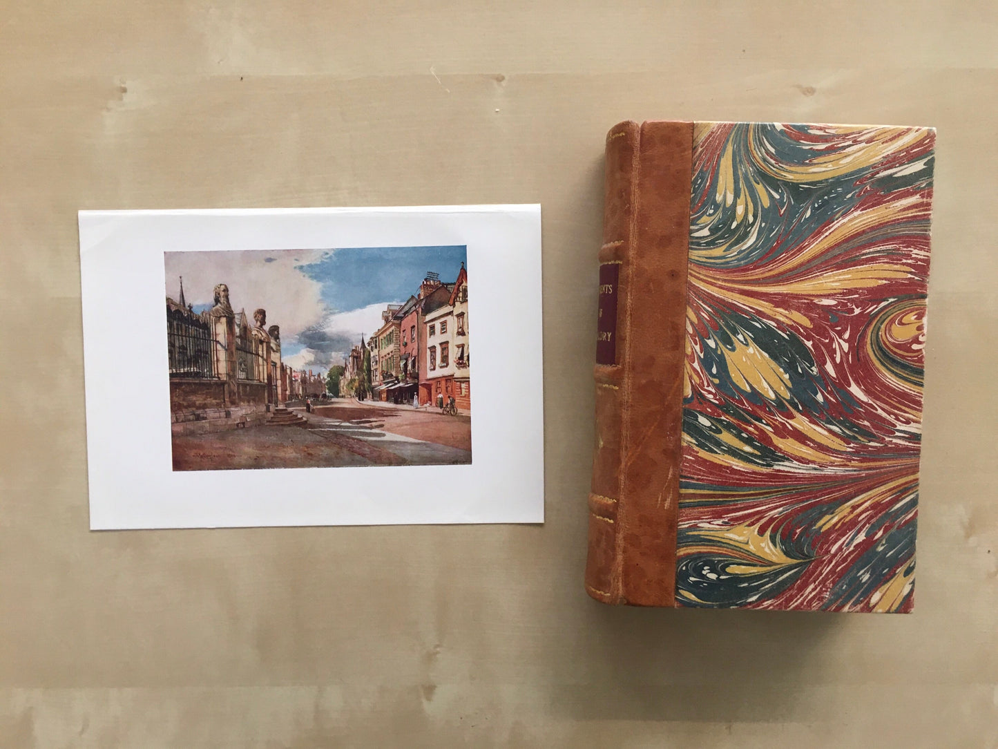 1903 OXFORD - BROAD STREET, Looking West - Oxford University Print - John Fulleylove - Antique Oxford Print - 8.5 x 6 Inches