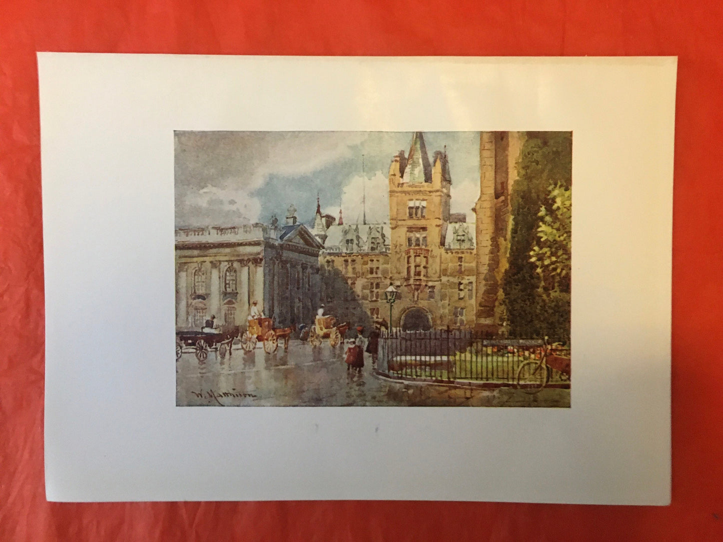 1907 CAMBRIDGE - CAIUS COLLEGE & Senate House - William Mathison Painting - Cambridge University - Cambridge Painting - 116 Years Old