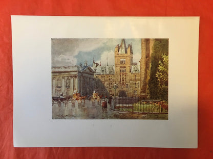 1907 CAMBRIDGE - CAIUS COLLEGE & Senate House - William Mathison Painting - Cambridge University - Cambridge Painting - 116 Years Old