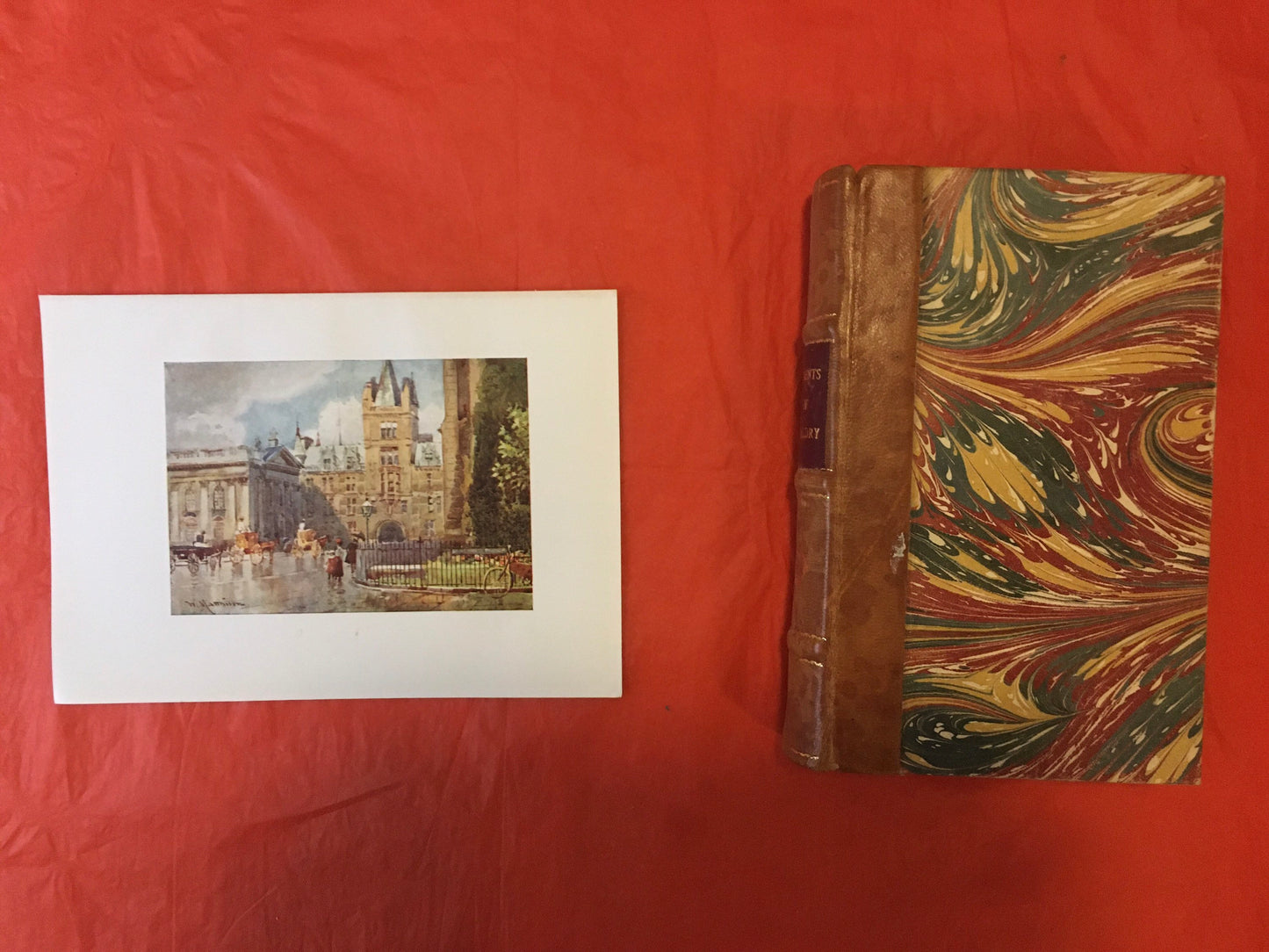 1907 CAMBRIDGE - CAIUS COLLEGE & Senate House - William Mathison Painting - Cambridge University - Cambridge Painting - 116 Years Old