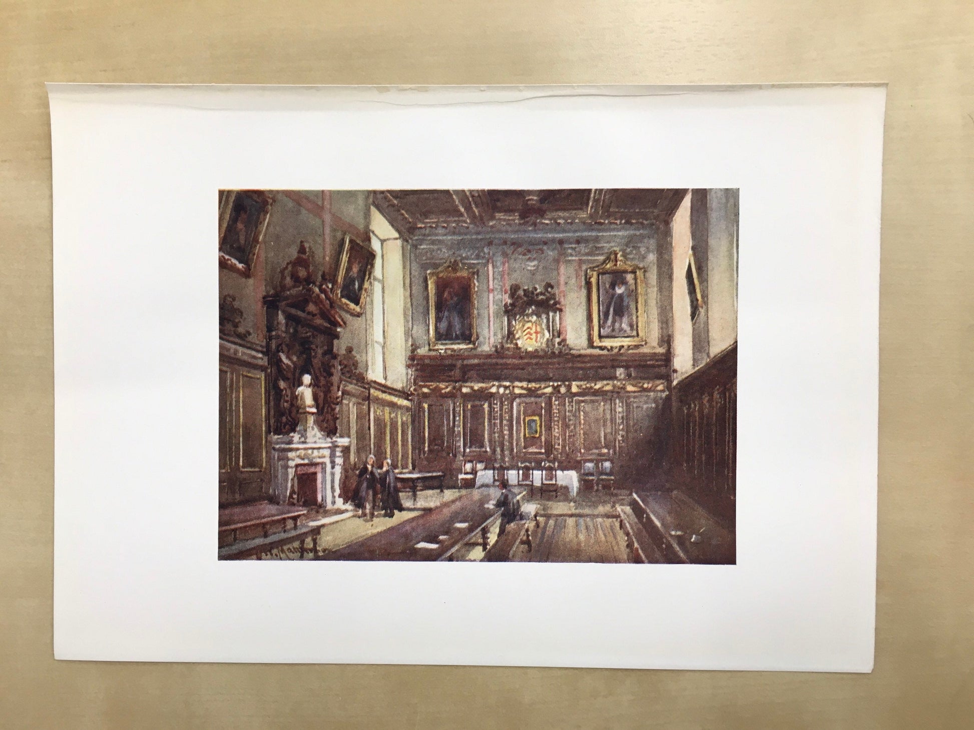 1907 CAMBRIDGE - CLARE COLLEGE Hall - William Mathison Painting - Cambridge University - Cambridge Painting - 116 Years Old