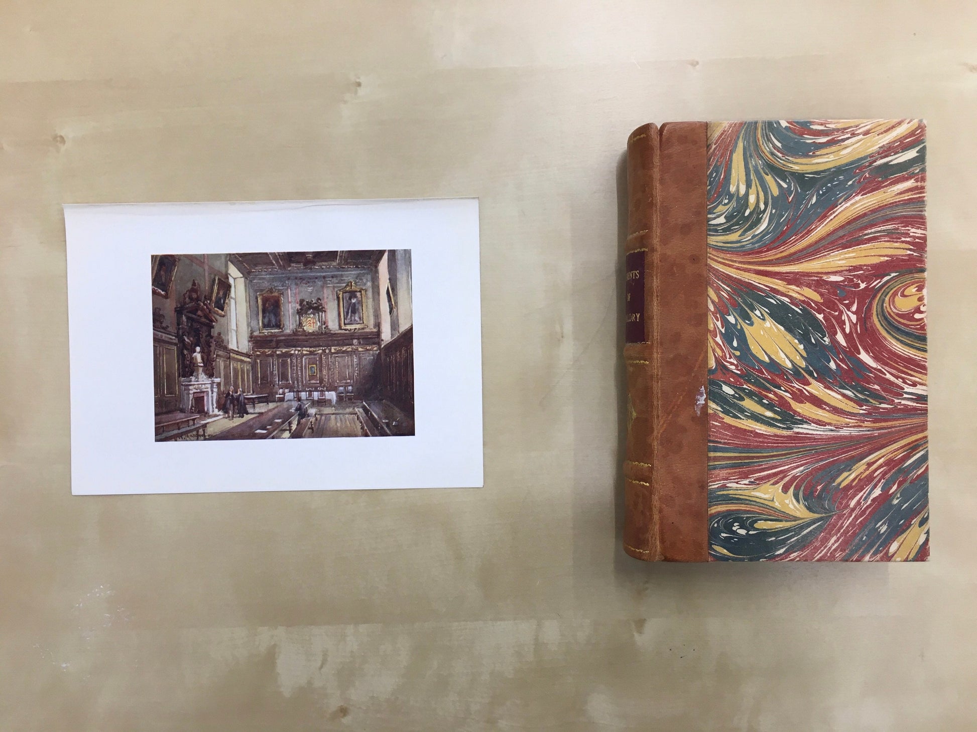 1907 CAMBRIDGE - CLARE COLLEGE Hall - William Mathison Painting - Cambridge University - Cambridge Painting - 116 Years Old