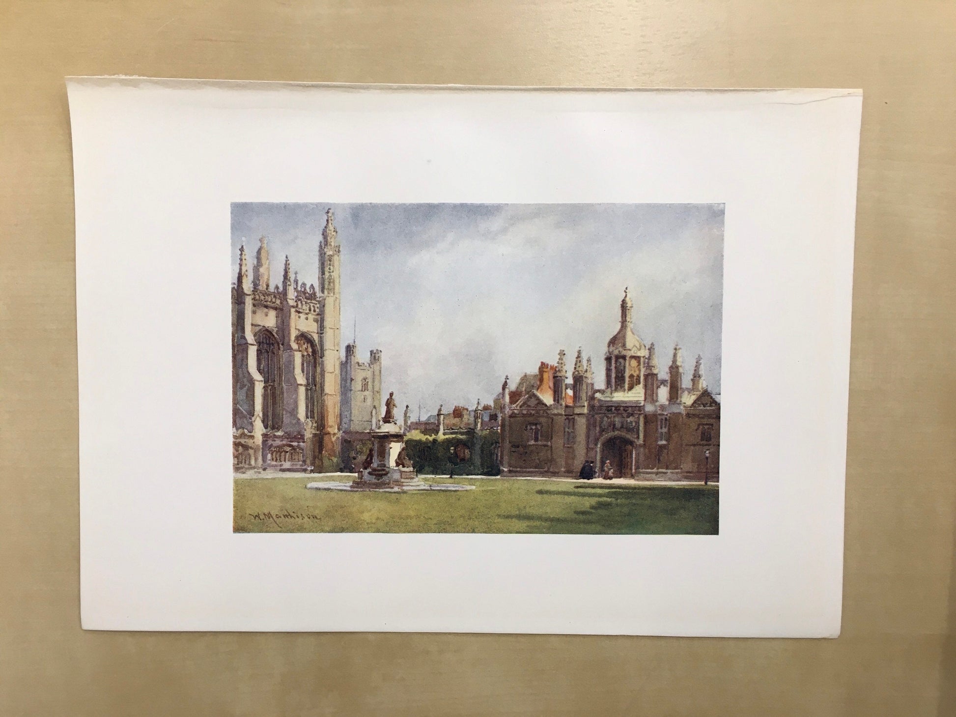 1907 CAMBRIDGE - KING'S COLLEGE Chapel & Entrance Court - William Mathison - Cambridge University - Cambridge Painting - 116 Years Old