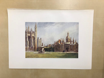 1907 CAMBRIDGE - KING'S COLLEGE Chapel & Entrance Court - William Mathison - Cambridge University - Cambridge Painting - 116 Years Old