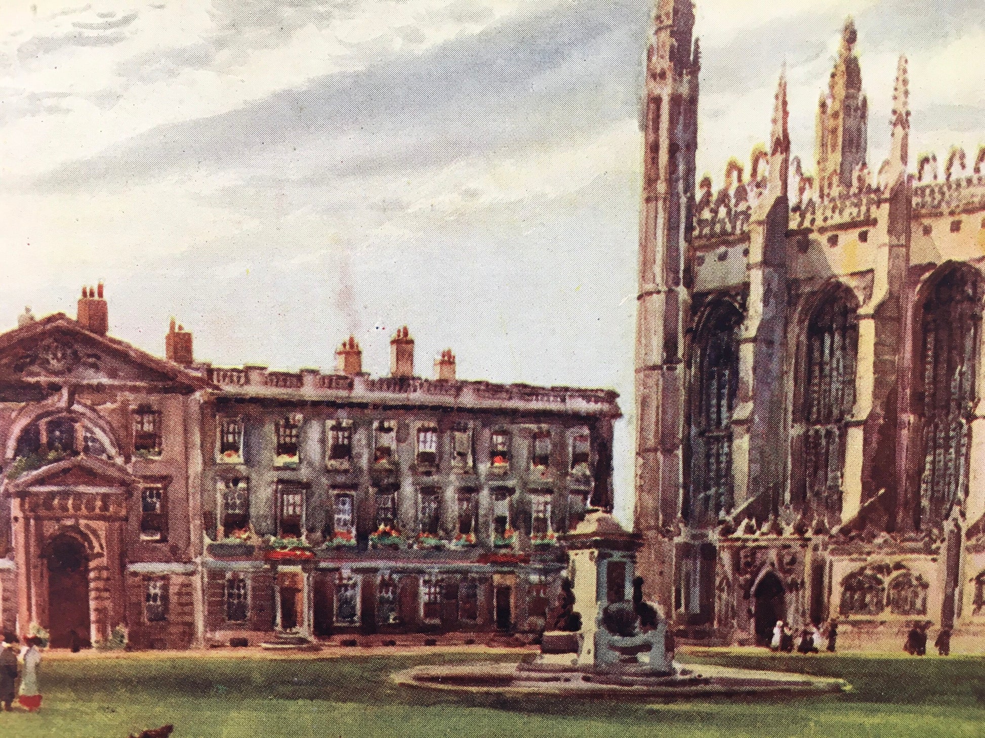 1907 CAMBRIDGE - KING'S COLLEGE Chapel & Fellows' Buildings - William Mathison - Cambridge University - Cambridge Painting - 116 Years Old