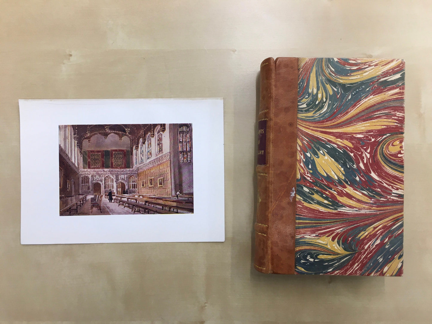 1907 CAMBRIDGE - KING'S COLLEGE Hall - William Mathison Painting - Cambridge University - Cambridge Painting - 116 Years Old