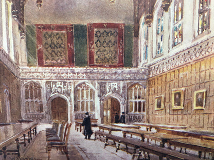 1907 CAMBRIDGE - KING'S COLLEGE Hall - William Mathison Painting - Cambridge University - Cambridge Painting - 116 Years Old