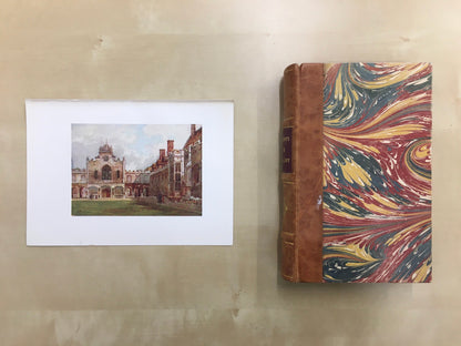 1907 CAMBRIDGE - PETERHOUSE: The First Court - William Mathison Painting - Cambridge University - Cambridge Painting - 116 Years Old