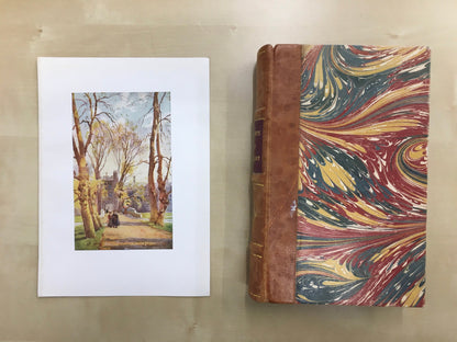 1907 CAMBRIDGE - TRINITY COLLEGE Bridge & Avenue - William Mathison Painting - Cambridge University - Cambridge Painting - 116 Years Old