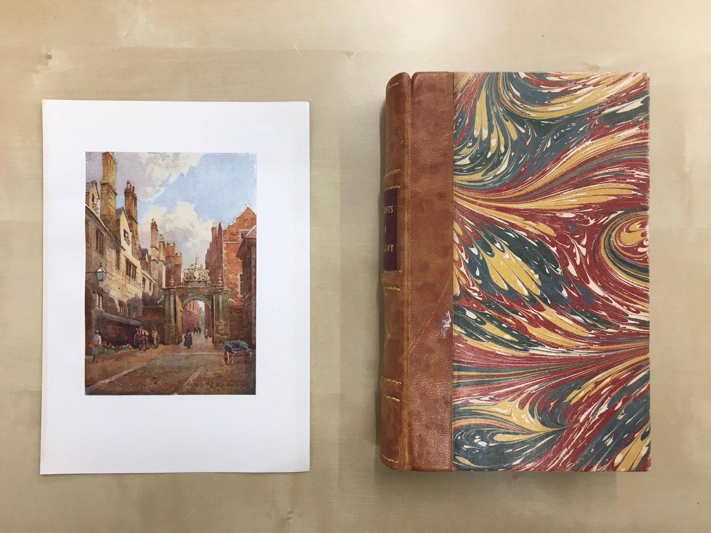 1907 CAMBRIDGE - TRINITY COLLEGE: Nevile's Gate - William Mathison Painting - Cambridge University - Cambridge Painting - 116 Years Old