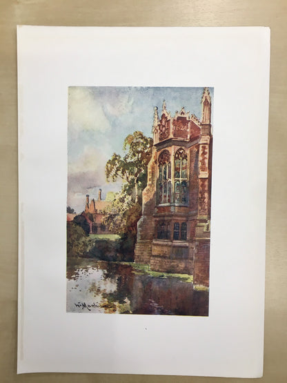 1907 CAMBRIDGE - St JOHN'S COLLEGE Library Window - William Mathison Painting - Cambridge University - Cambridge Painting - 116 Years Old