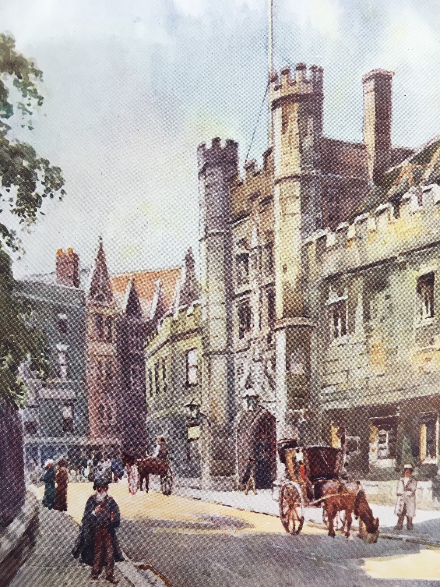 1907 CAMBRIDGE - CHRIST'S COLLEGE Gateway - William Mathison Painting - Cambridge University - Cambridge Painting - 116 Years Old