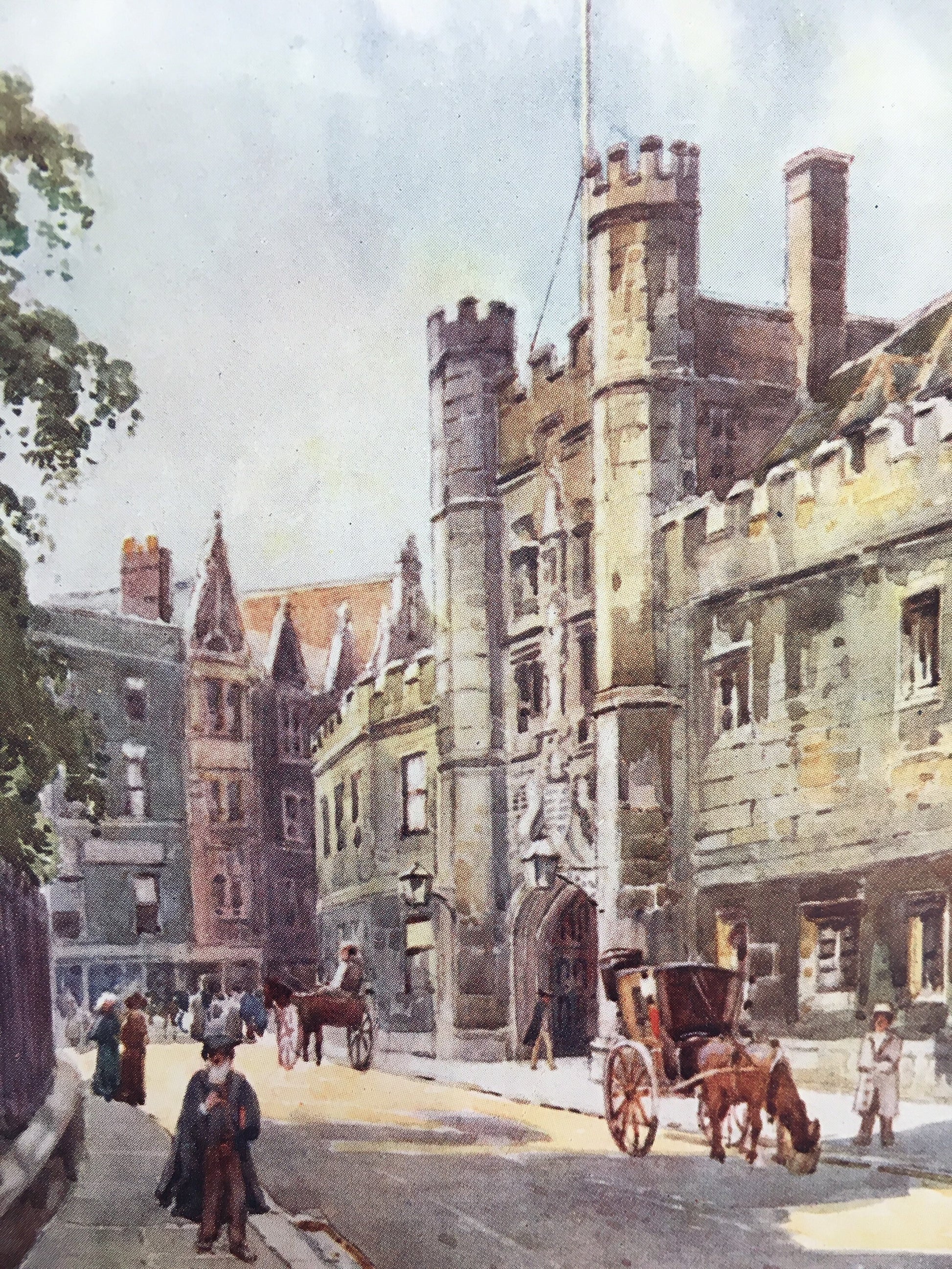 1907 CAMBRIDGE - CHRIST'S COLLEGE Gateway - William Mathison Painting - Cambridge University - Cambridge Painting - 116 Years Old