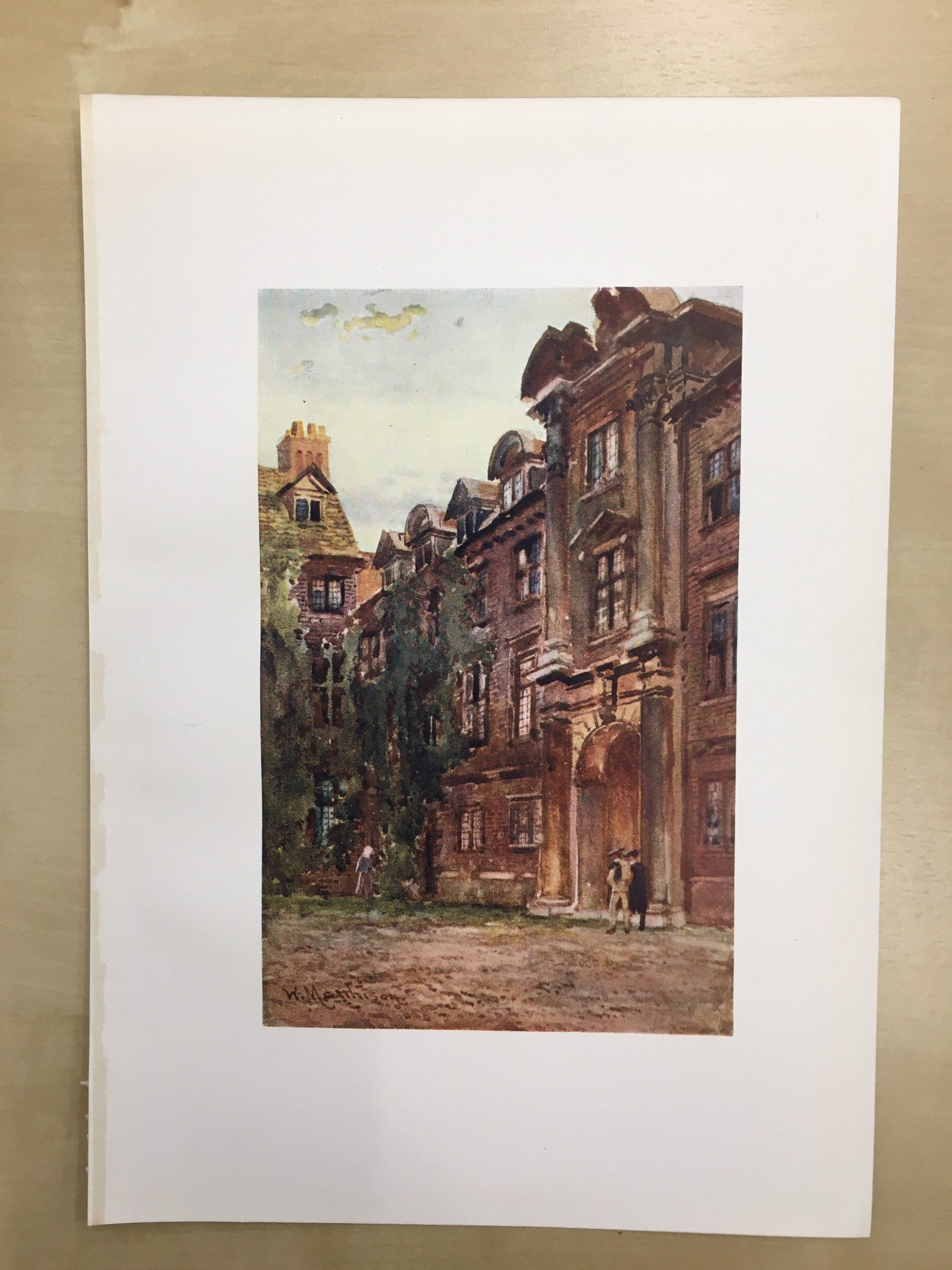 1907 CAMBRIDGE - St CATHERINE'S COLLEGE Gateway - William Mathison Painting - Cambridge University - Cambridge Painting - 116 Years Old