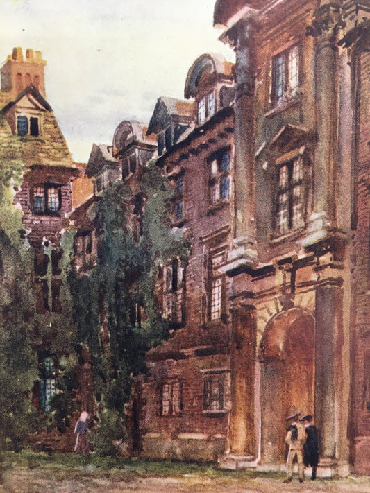 1907 CAMBRIDGE - St CATHERINE'S COLLEGE Gateway - William Mathison Painting - Cambridge University - Cambridge Painting - 116 Years Old