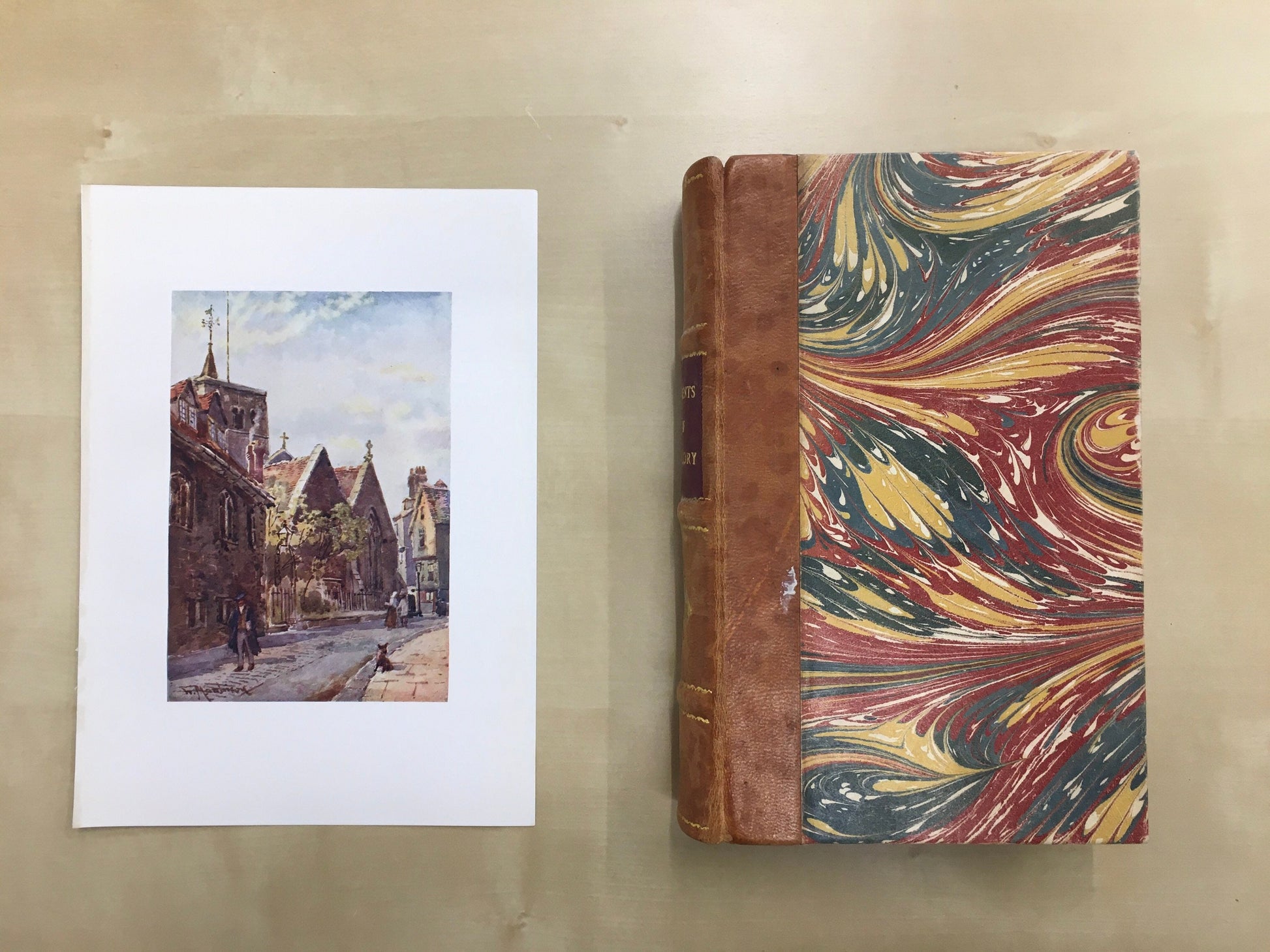 1907 CAMBRIDGE - St BENEDICT'S CHURCH - William Mathison Painting - Cambridge University - Cambridge Painting - 116 Years Old