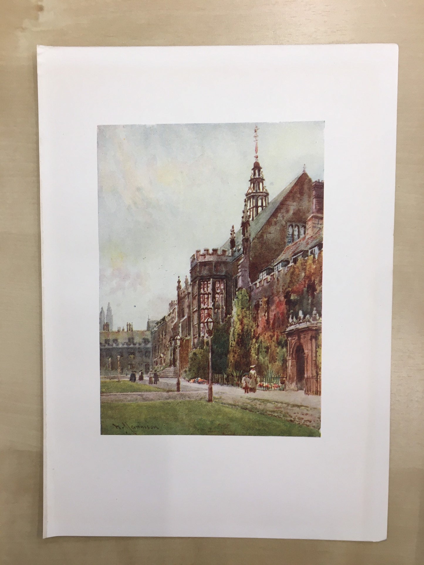 1907 CAMBRIDGE - TRINITY COLLEGE: Oriel Window - William Mathison Painting - Cambridge University - Cambridge Painting - 116 Years Old