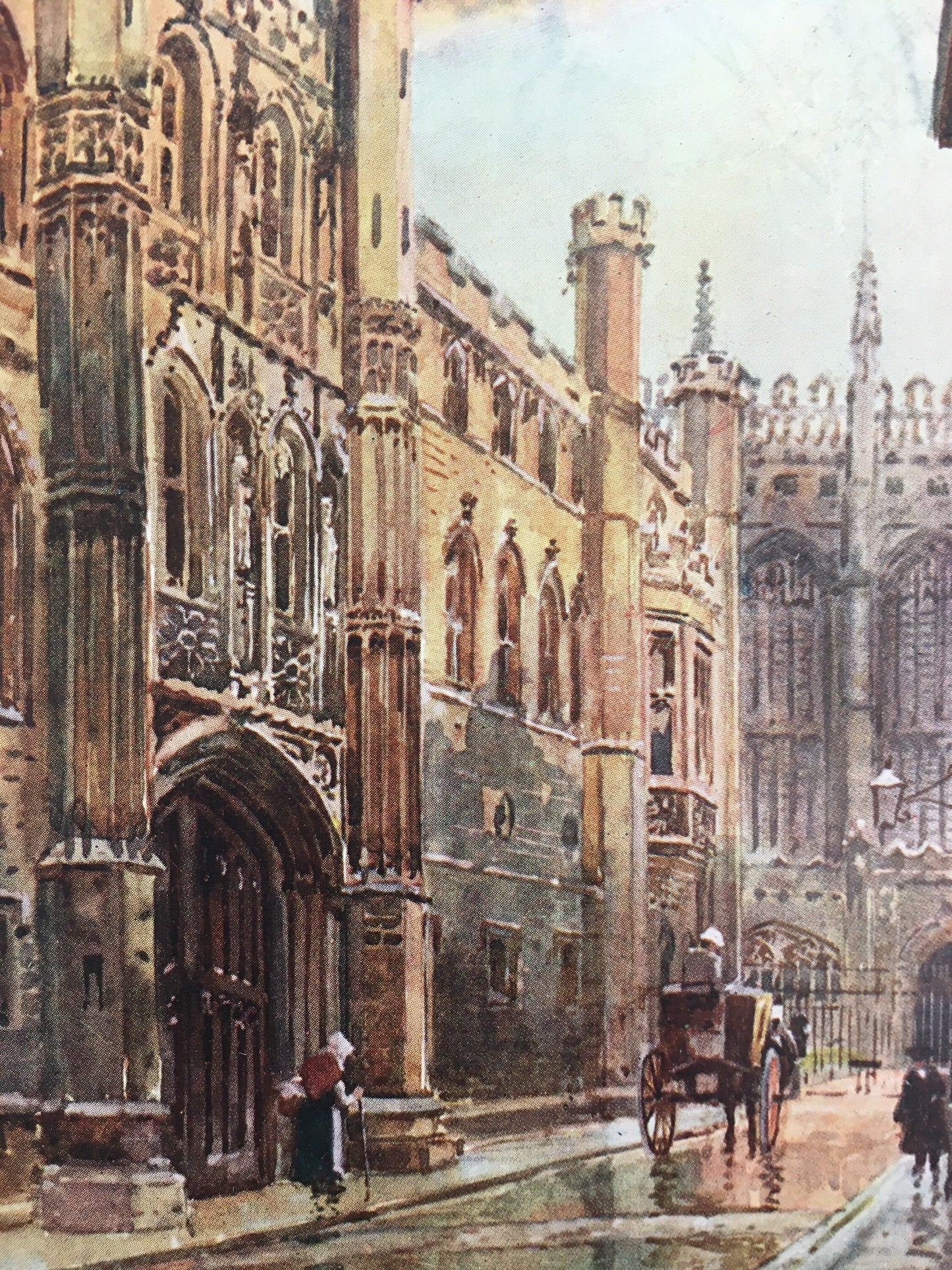 1907 CAMBRIDGE - KING'S COLLEGE: The Old Gateway - William Mathison Painting - Cambridge University - Cambridge Painting - 116 Years Old