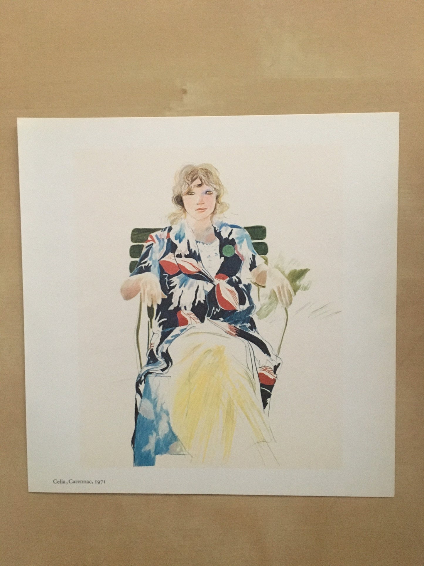 Vintage 1978 DAVID HOCKNEY - "Celia, Carennac, 1971" Print - Hockney Art - Hockney Wall Art - 8 x 8.12 Inches