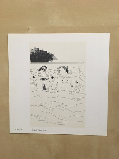 Vintage 1978 DAVID HOCKNEY - "C.P. Cavafy, In the Dull Village, 1966" Print - Hockney Art - Hockney Wall Art - 8 x 8.12 Inches