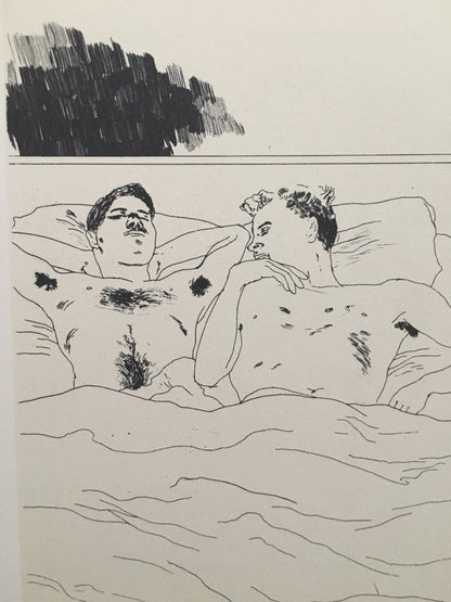 A vintage print from 1978 of "C.P. Cavafy, In the Dull Village, 1966", by the British artist, David Hockney.