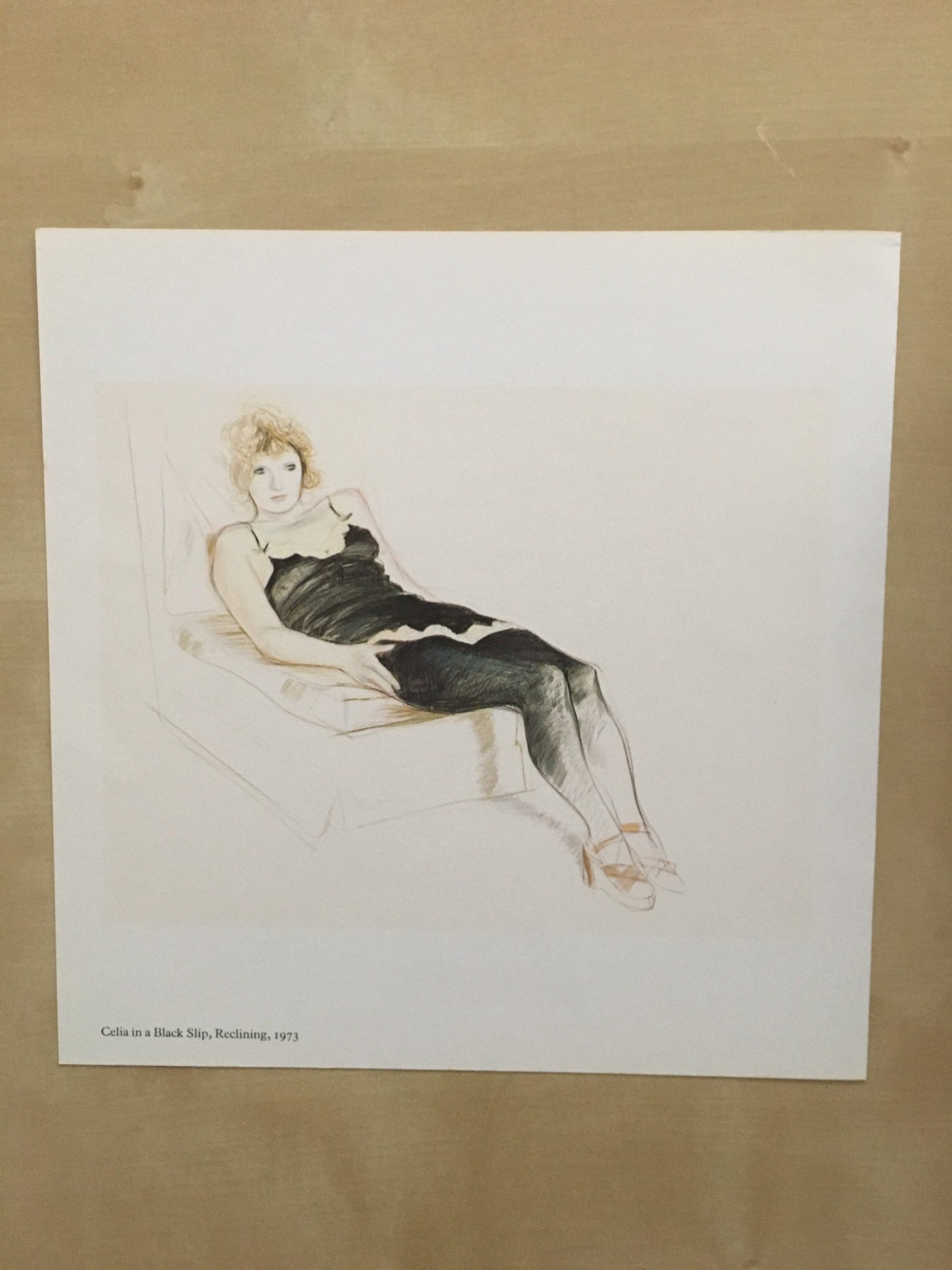 Vintage 1978 DAVID HOCKNEY - "Celia in a Black Slip, Reclining, 1973" Print - Hockney Art - Hockney Wall Art - 8 x 8.12 Inches