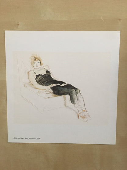 Vintage 1978 DAVID HOCKNEY - "Celia in a Black Slip, Reclining, 1973" Print - Hockney Art - Hockney Wall Art - 8 x 8.12 Inches