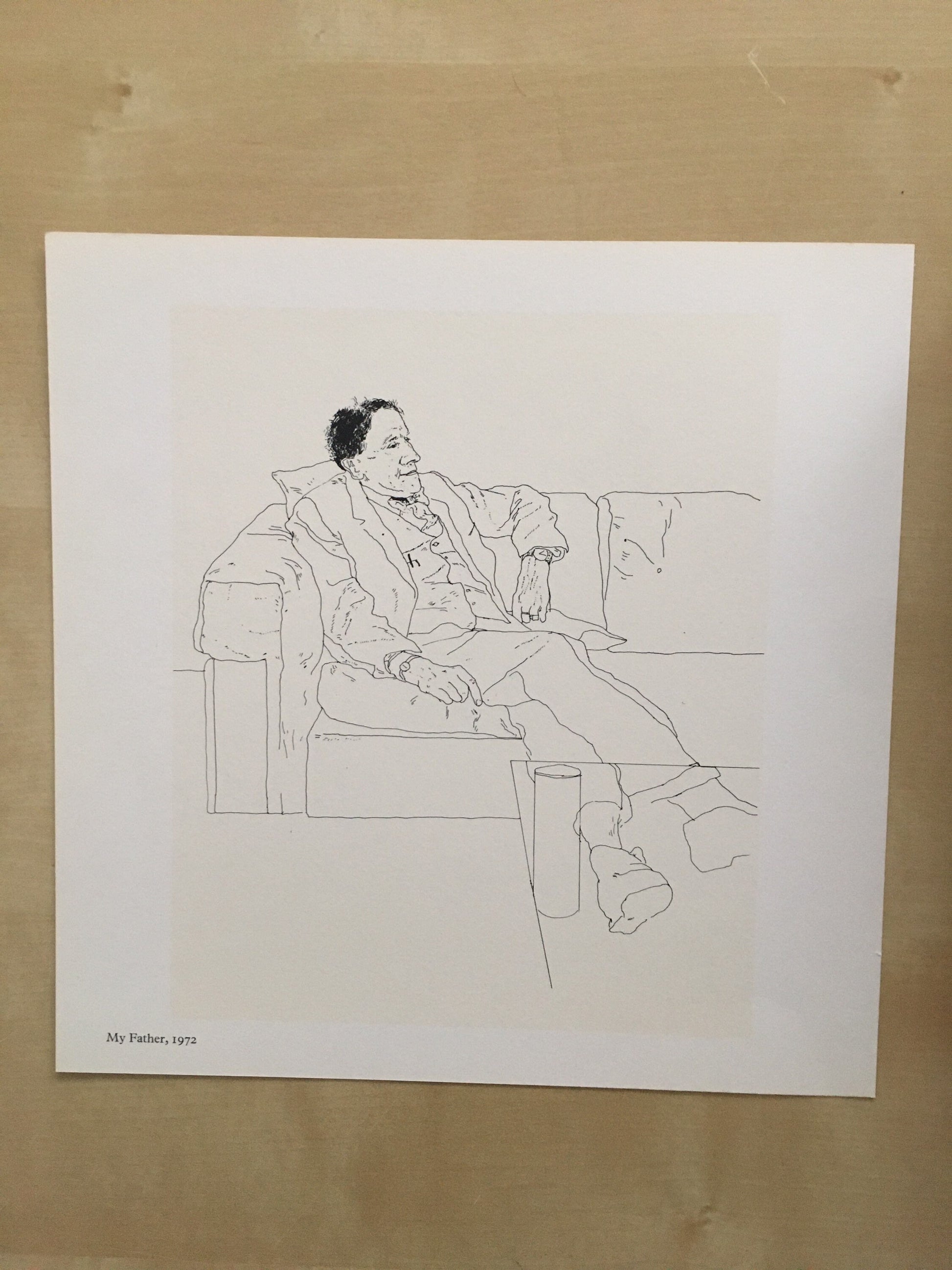 1978 DAVID HOCKNEY - "My Father, 1972" Print - Hockney Art - Hockney Wall Art - Vintage Print - 8 x 8.12 Inches