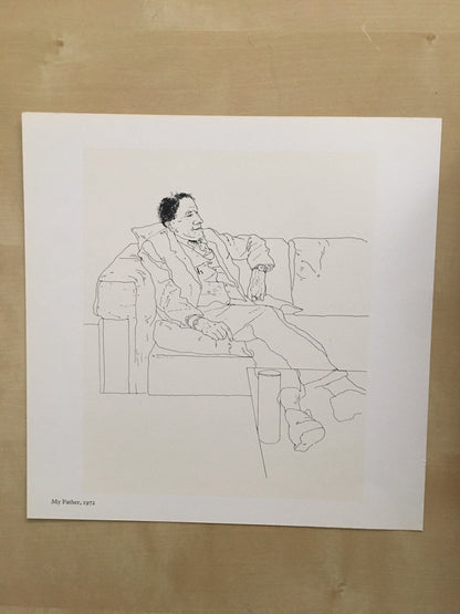 1978 DAVID HOCKNEY - "My Father, 1972" Print - Hockney Art - Hockney Wall Art - Vintage Print - 8 x 8.12 Inches