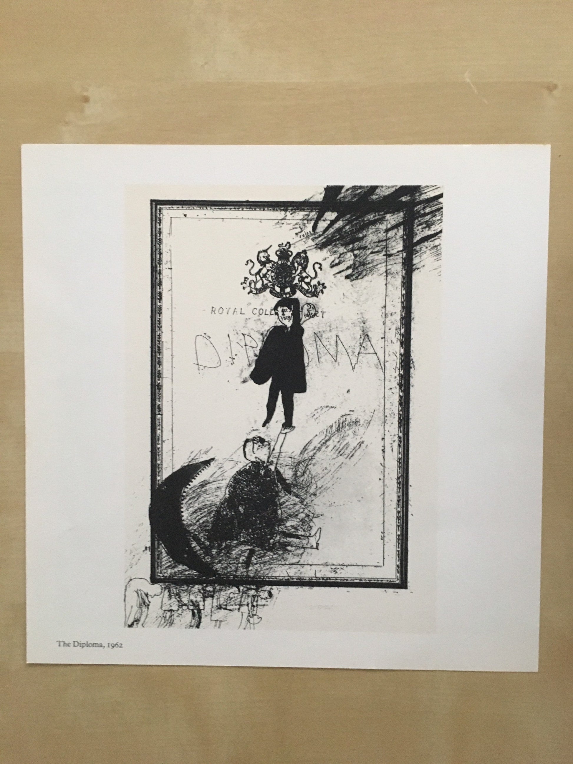 1978 DAVID HOCKNEY - "The Diploma, 1962" Print - Hockney Art - Hockney Wall Art - Vintage Print - 8 x 8.12 Inches