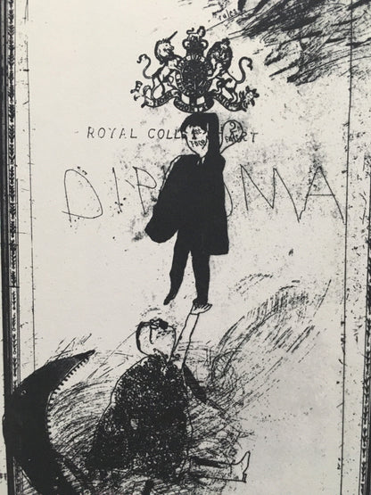 1978 DAVID HOCKNEY - "The Diploma, 1962" Print - Hockney Art - Hockney Wall Art - Vintage Print - 8 x 8.12 Inches