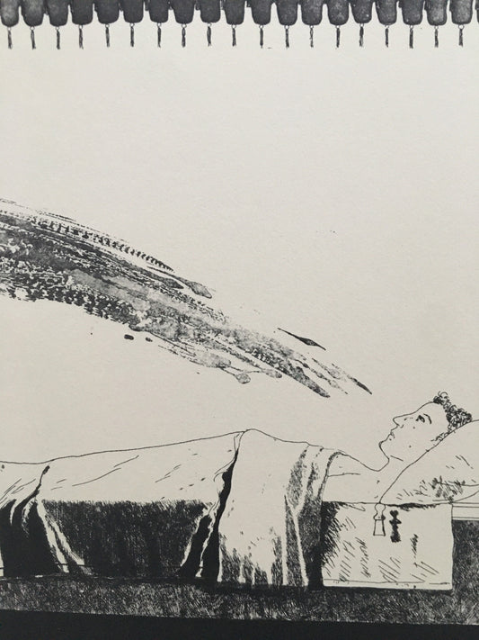 Vintage 1978 DAVID HOCKNEY - "Cold Water About to Hit the Prince, 1969" Print - Hockney Art - Hockney Wall Art - 8 x 8.12 Inches