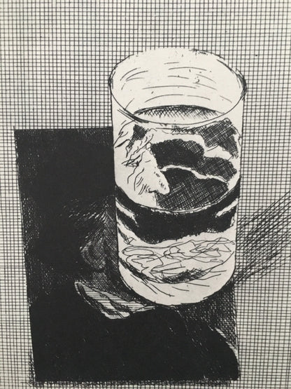 Vintage 1978 DAVID HOCKNEY - "Postcard of Richard Wagner with a Glass of Water, 1973" Print - Hockney Art - Hockney Wall Art - Vintage Print