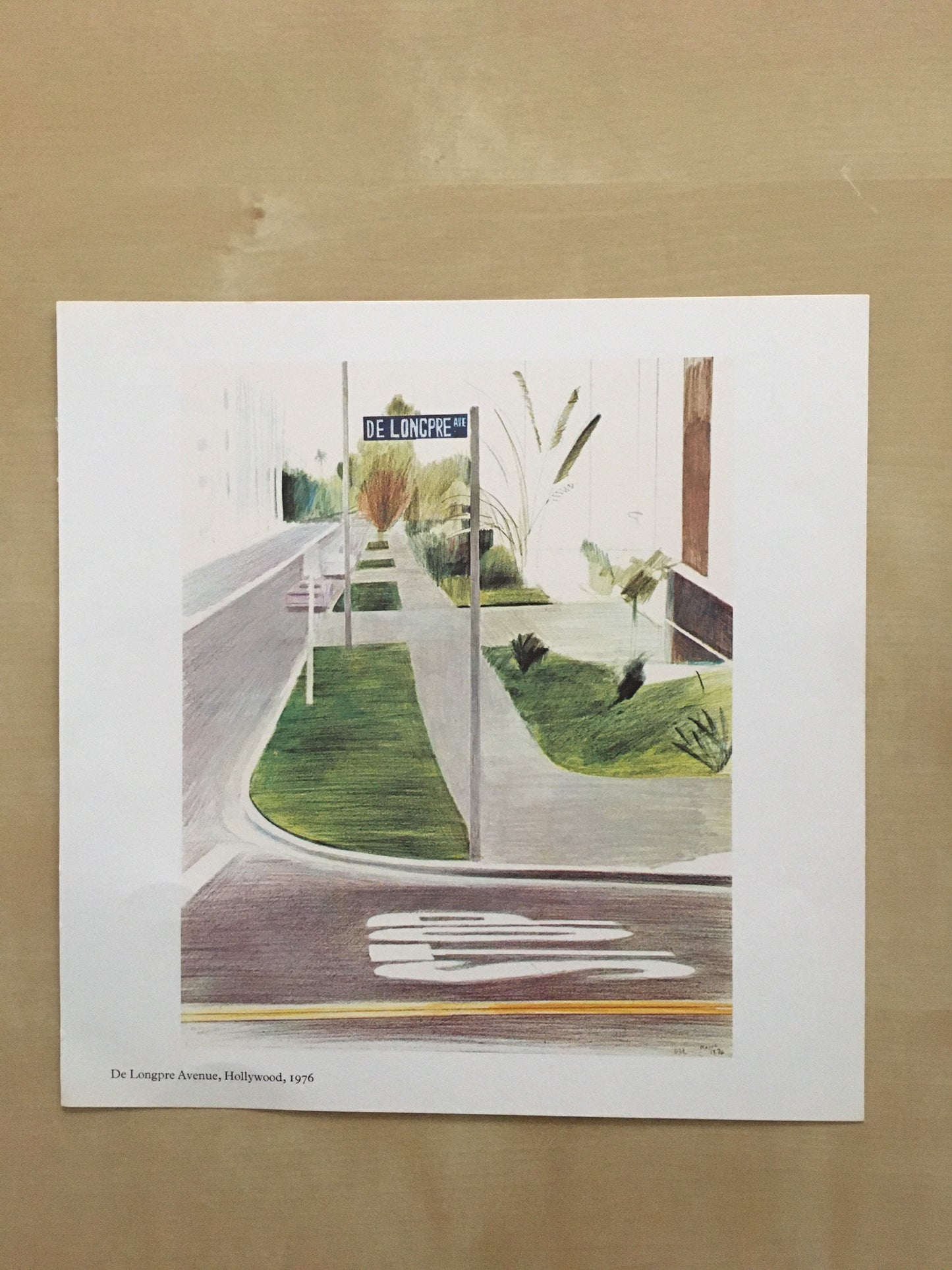1978 DAVID HOCKNEY - "De Longpre Avenue, Hollywood, 1976" Print - Hockney Art - Hockney Wall Art - Vintage Print - 8 x 8.12 Inches