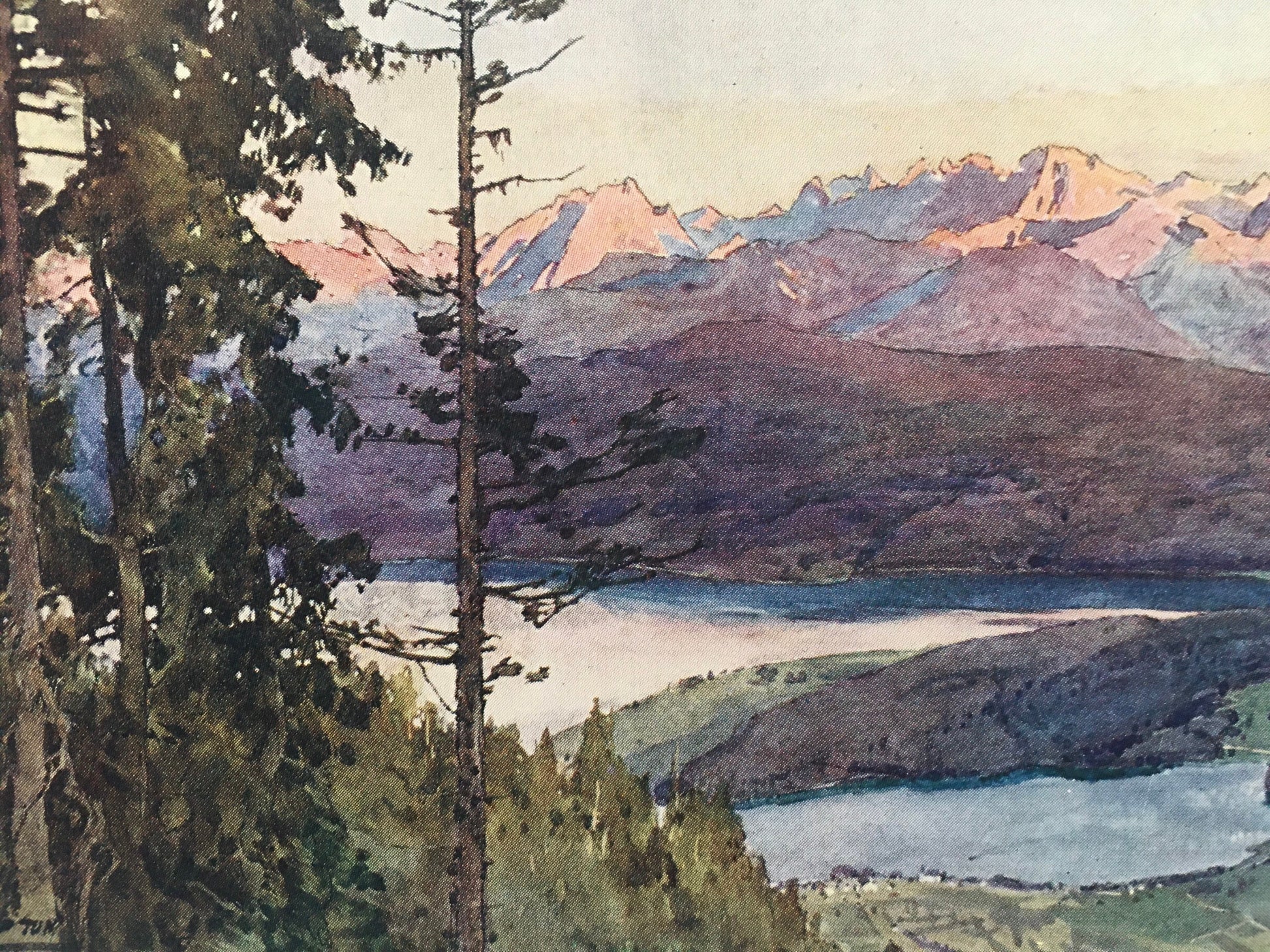 1912 GERMANY - WALCHENSEE or Lake Walchen - Germany Print - German City Print - Germany Painting - 8.5 x 6 Inches