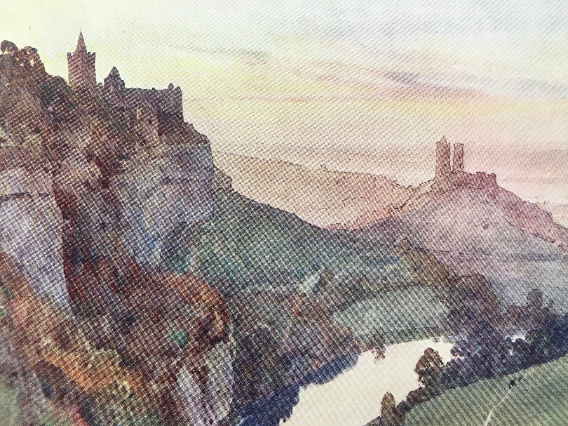 1912 GERMANY - RUDELSBURG & SAALECK Castles - Germany Print - German City Print - Germany Painting - 8.5 x 6 Inches