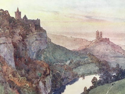 1912 GERMANY - RUDELSBURG & SAALECK Castles - Germany Print - German City Print - Germany Painting - 8.5 x 6 Inches