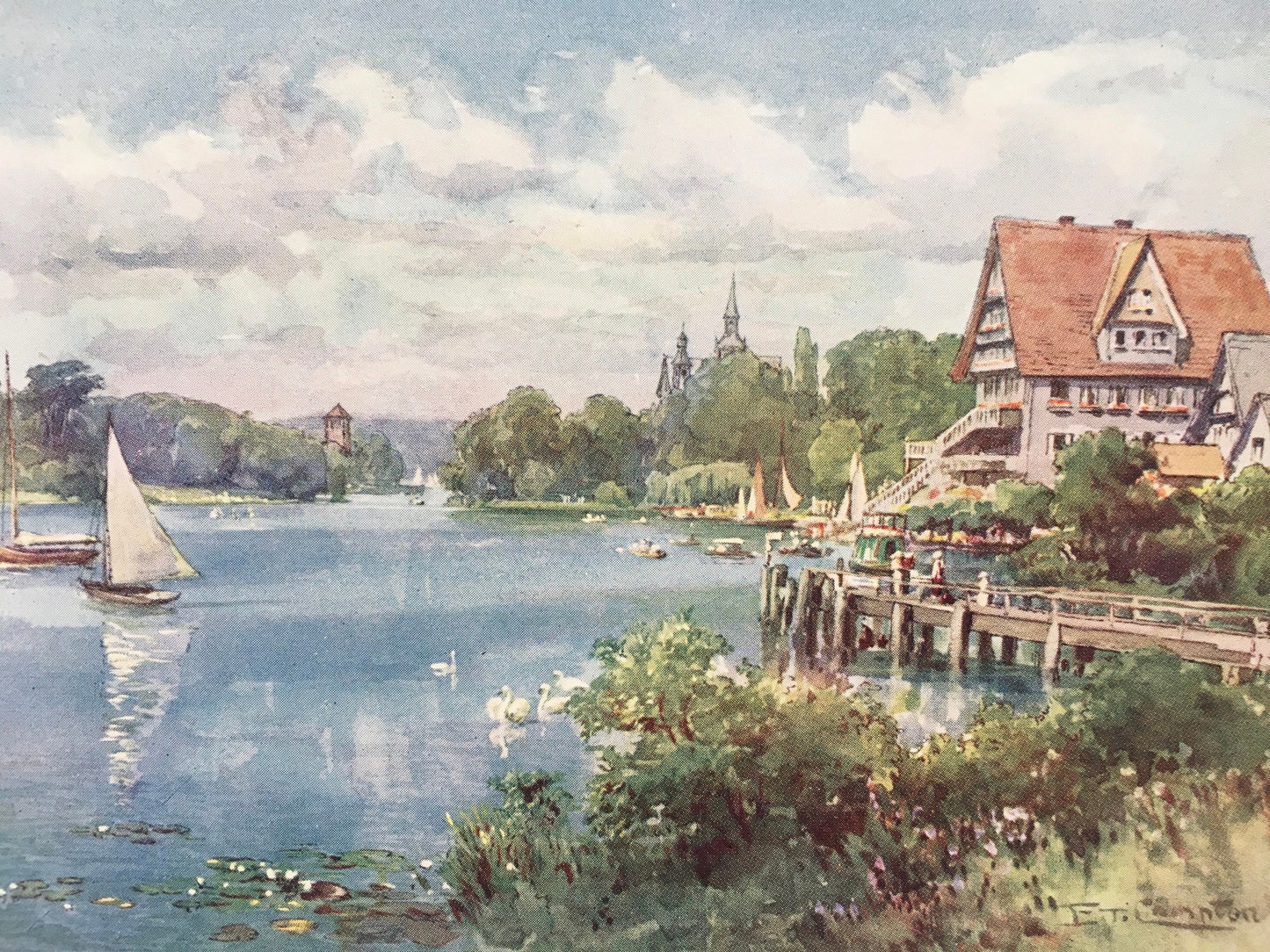 1912 GERMANY - KLEINER WANNSEE - Germany Print - German City Print - Germany Painting - 8.5 x 6 Inches