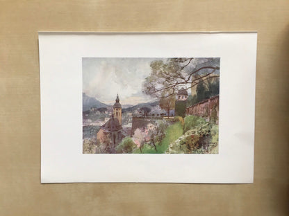 1912 GERMANY - BADEN-BADEN - Germany Print - German City Print - Germany Painting - 8.5 x 6 Inches