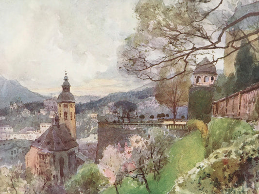 1912 GERMANY - BADEN-BADEN - Germany Print - German City Print - Germany Painting - 8.5 x 6 Inches