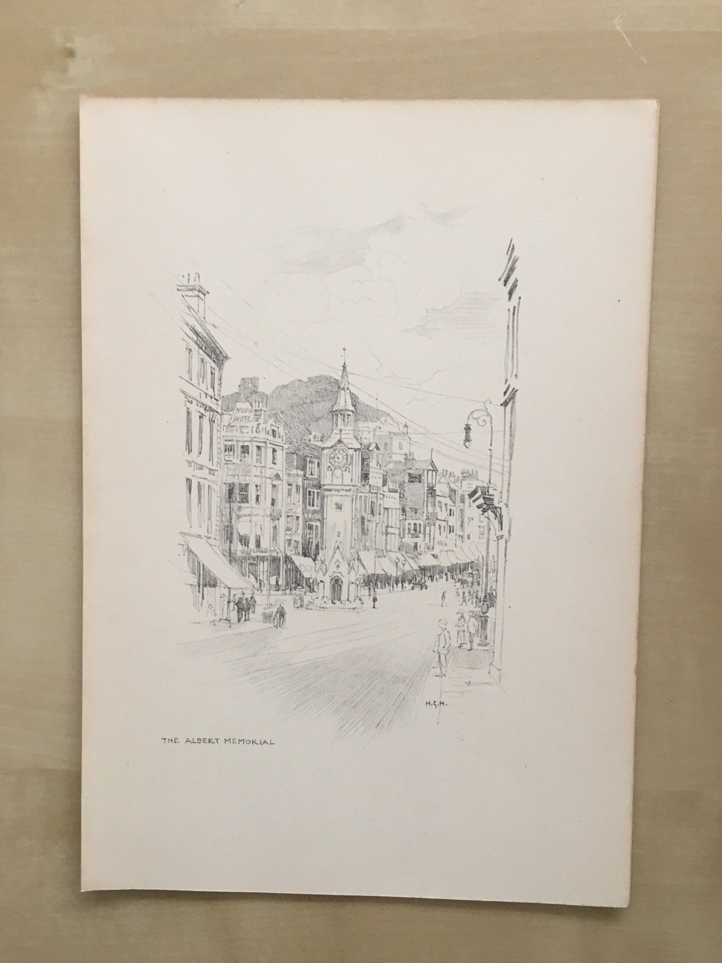 1915 HASTINGS - ALBERT MEMORIAL - Antique Hastings Print - Local History Print - Hasting Kent Wall Art - Over 100 Years Old