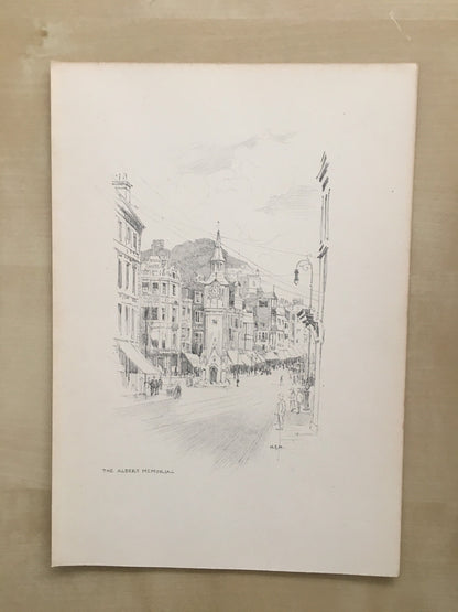 1915 HASTINGS - ALBERT MEMORIAL - Antique Hastings Print - Local History Print - Hasting Kent Wall Art - Over 100 Years Old