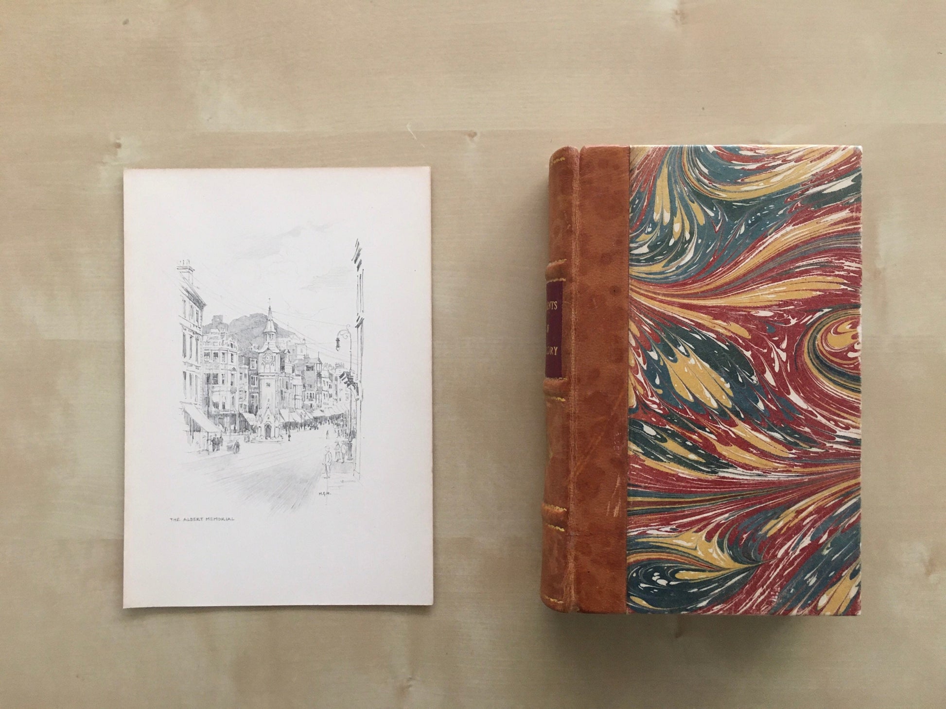 1915 HASTINGS - ALBERT MEMORIAL - Antique Hastings Print - Local History Print - Hasting Kent Wall Art - Over 100 Years Old