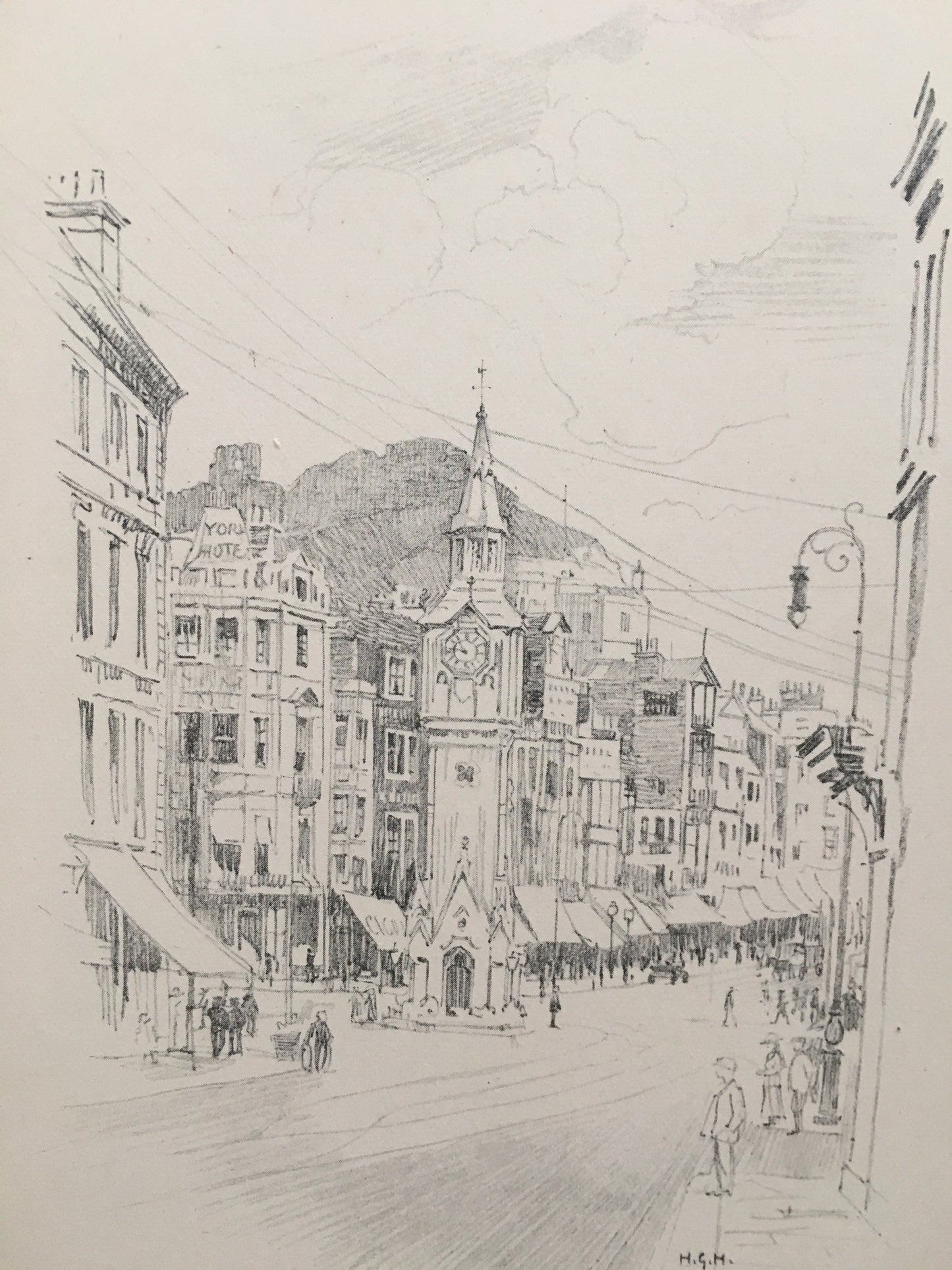 1915 HASTINGS - ALBERT MEMORIAL - Antique Hastings Print - Local History Print - Hasting Kent Wall Art - Over 100 Years Old