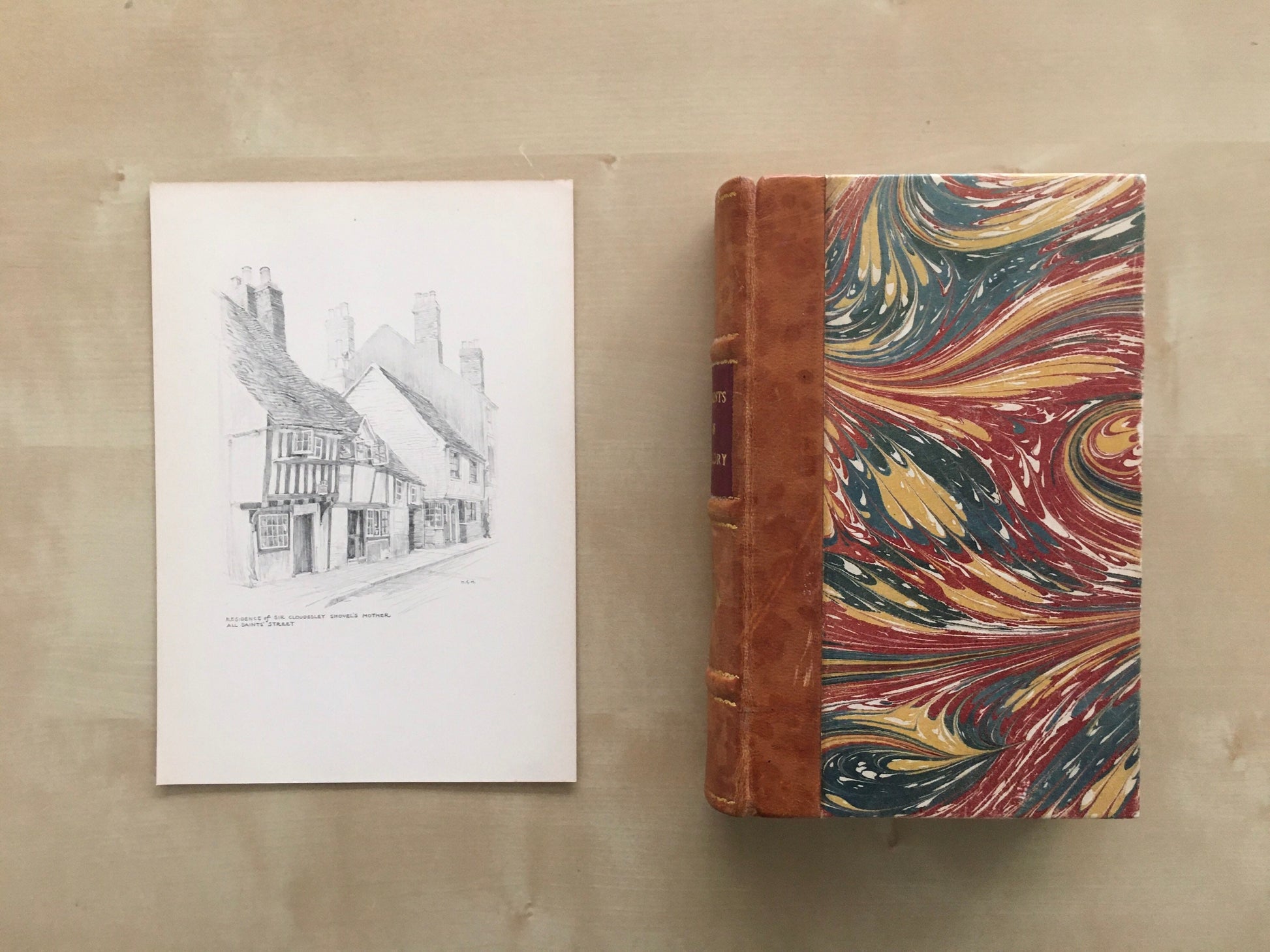 1915 HASTINGS - Sir Cloudesley Shovel's House - Antique Hastings Print - Local History Print - Hasting Kent Wall Art - Over 100 Years Old