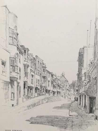 1915 HASTINGS - HIGH STREET - Antique Hastings Print - Local History Print - Hasting Kent Wall Art - Over 100 Years Old