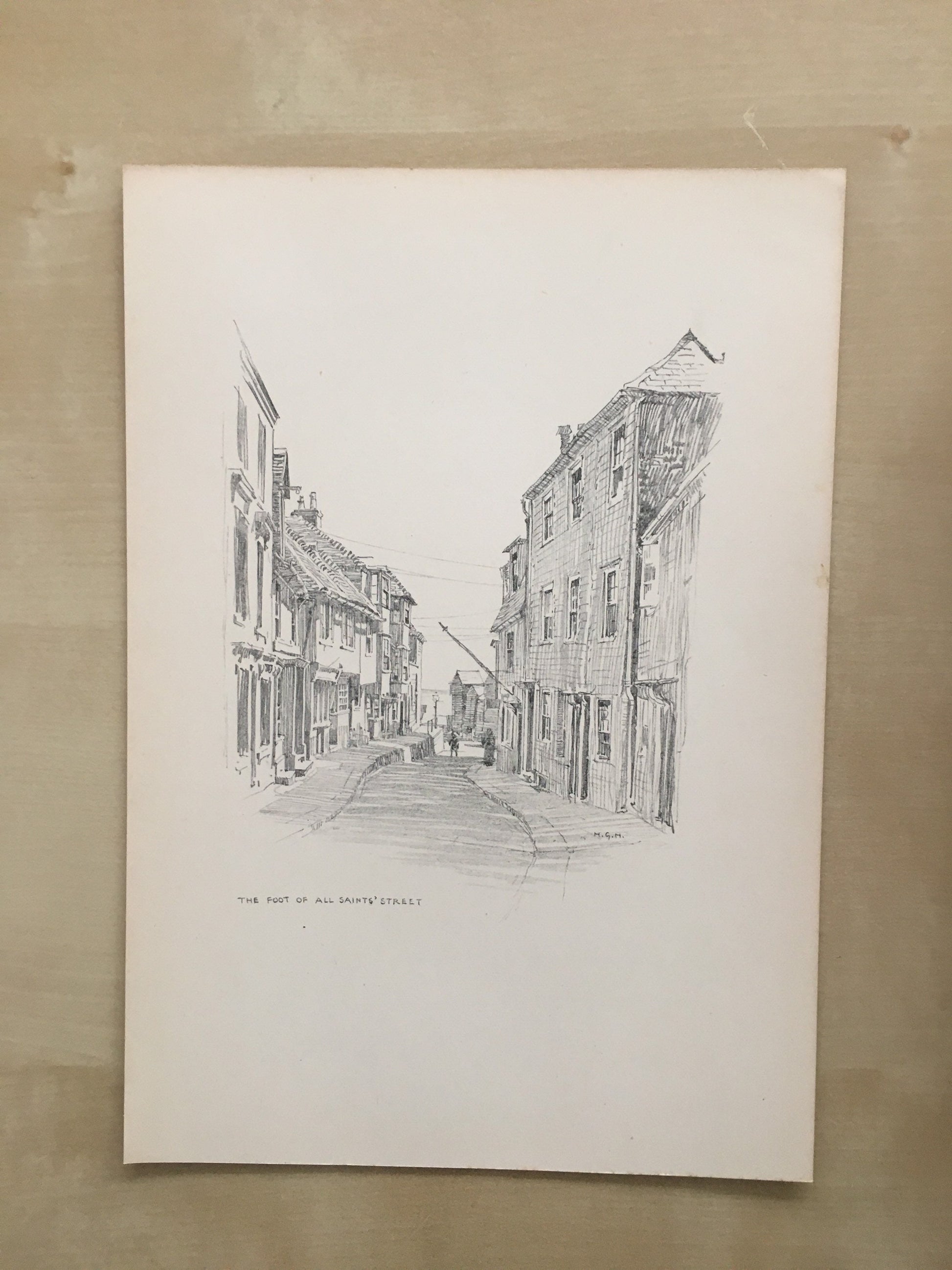 1915 HASTINGS - All Saints' Street - Antique Hastings Print - Local History Print - Hasting Kent Wall Art - Over 100 Years Old